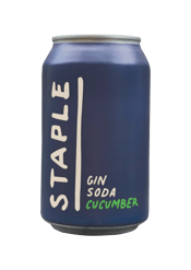  Staple Gin Soda Cucumber<br>Cans 330ml  330ML Say g'day to your new staple drink!<br>A mouth-watering take on an Aussie staple. Packed full of real cucumber delivering refreshing flavour. A splash of apple juice provides natural sweetness and well rounded mouthfeel.<br>Finally, a highly sessionable gin premix with unreal taste! Best served cold with music.<br>All natural - no nasties<br>Low sugar - 1g from real fruit<br>89 calories<br>Gluten free<br>...unreal taste