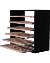  Wine Rack Store 36 Bottles<br>Shelves Wine Rack   Wine Rack Store A BOX SHELF PERFECT FOR YOUR WINE COLLECTION. Pine wood box with pine wood tray, excellent fit&nbsp;for any home and office. The Wine Racks are among the most robust in our range. The structure of a Wine Rack Store makes the frame quite stable itself.&nbsp; The materials are black painted&nbsp;pine wood and untreated Natural&nbsp;Pine&nbsp;wood. Stores up to&nbsp;36&nbsp;bottles.&nbsp; Assembled&nbsp;Dimensions:&nbsp; Height: 60&nbsp;cm Width: &nbsp;60&nbsp;cm Depth: &nbsp;30 cm