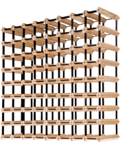  Wine Rack Store 110-bottles<br>Classic Line Wine Rack   Modern design combination of wood and metal with individual bottle shelves.<br>Available in 3 wooden finishes: Natural Pine, Rich Black and Brown.<br>Our Rich Black and Brown Wine Racks have been triple coated in oil paint finishes.<br>Stores up to 110 bottles.<br>Dimensions:<br>Height: 99cm<br>Width: 99cm<br>Depth: 23.5cm