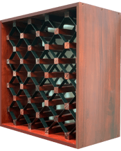  Wine Rack Store Modern<br>Module Cube   A simple and elegant solution for the everyday wine lover.<br>Combination of Pine Wood and metal with individual bottle shelves Wine Rack.<br>Available in 3 wooden finishes: Natural Pine, Rich Black and Brown.<br>Also available in any combination of our colour range Interior and Exterior box colour:Natural Pine, Rich Black and Brown.<br>Our Rich Black and Brown Wine Racks have been triple coated in oil paint finishes.<br>Stores up to 25 bottles.<br>Dimensions:<br>Height 60cm<br>Width: 60cm<br>De