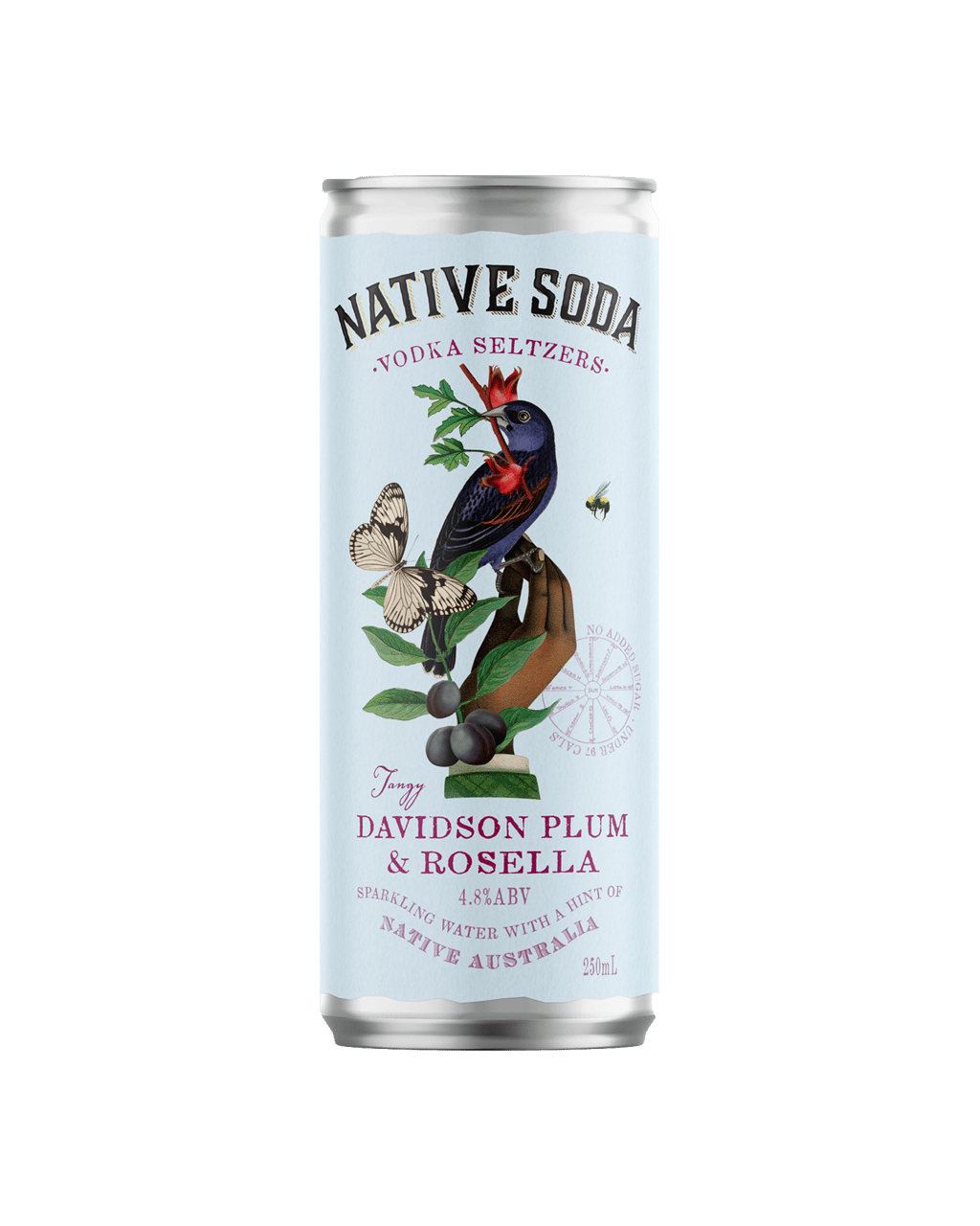 Native Soda Vodka Seltzer With Davidson Plum Rosella 250mL Cans Boozy