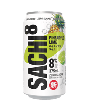  Sachi8 Pineapple Lime Zero<br>Sugar 10 Pack Cans... 375ML A tropical fusion of sweet pineapple and tangy lime, for refreshing sugar-free flavour with every sip.Sachi8, meaning happiness and good luck in Japanese, is the refreshing beverage with a sensational taste!