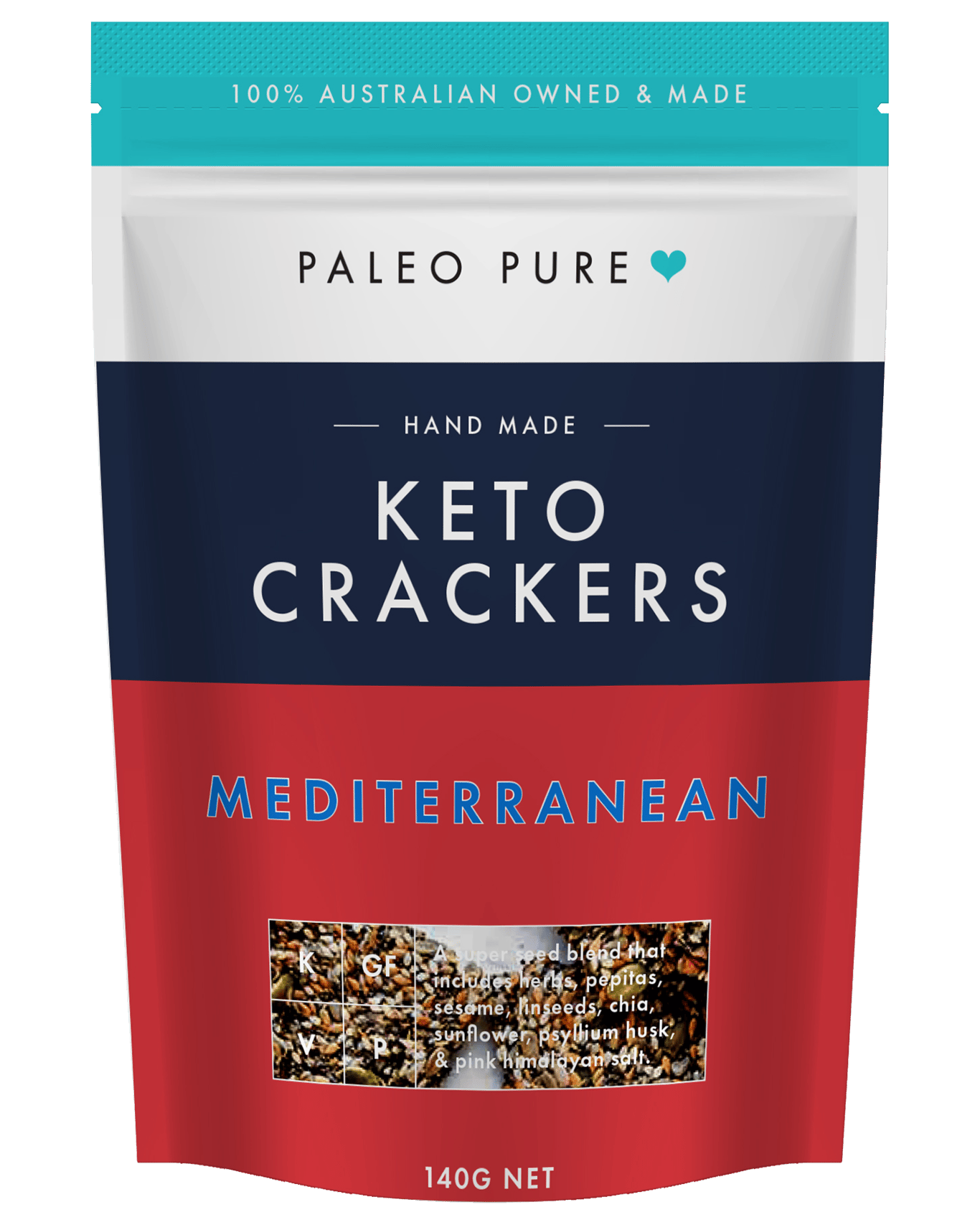Buy Paleo Pure Keto Crackers Mediterranean 6 X 140gm Pkts Online
