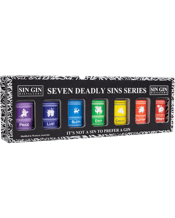  Sin Gin Distillery Seven<br>Deadly Sins Gift... 350ML A full set of Sin Gin Seven Deadly Sins in miniature. A collection of 50ml bottles of each Pride, Lust, Sloth, Envy, Greed, Gluttony and Wrath.<br>A great way to sample each of our Seven Deadly Sins range. Each bottle has enough for a large G and T or two smaller ones!<br>The Perfect Present!