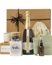  Ash Gifting Sparkling Gift<br>Hamper  750mL Hamper's curated from the heart, with love with a selection of&nbsp;quality, hand selected products including: Chandon Brut – Rated 94 by James Halliday. Natch Essentials Australian Made products made with a beautiful blend of ultra-hydrating essential oils and&nbsp;premium natural ingredients. 500mL Hand Cleanse 75mL Handbag Hand Balm 50mL Anti – bacterial Hand Sanitiser Green Jasmine Pyramid Tea Bags packed in reusable jar Lemongrass and Green Tea Candle Personalised card – at checkout you will be promp