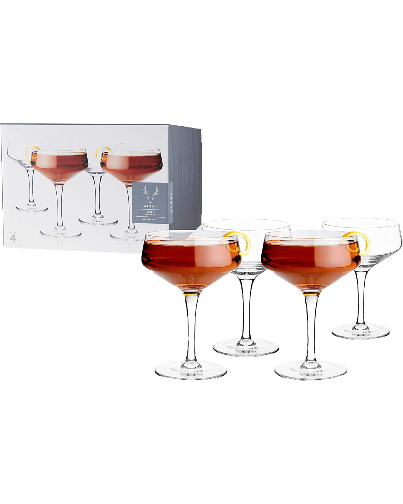 Buy Viski Angled Crystal Coupe Glasses (set Of 4) Online (Lowest Price