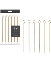  Viski Gold Cocktail Pick Set<br>  Pick your poison. Each gold cocktail pick in our classic set of six is finished with a small steel ring, ideal for propping an olive in your martini or a brandied cherry in your Manhattan. Polished gold finish. Hand wash only. Material: Stainless steel