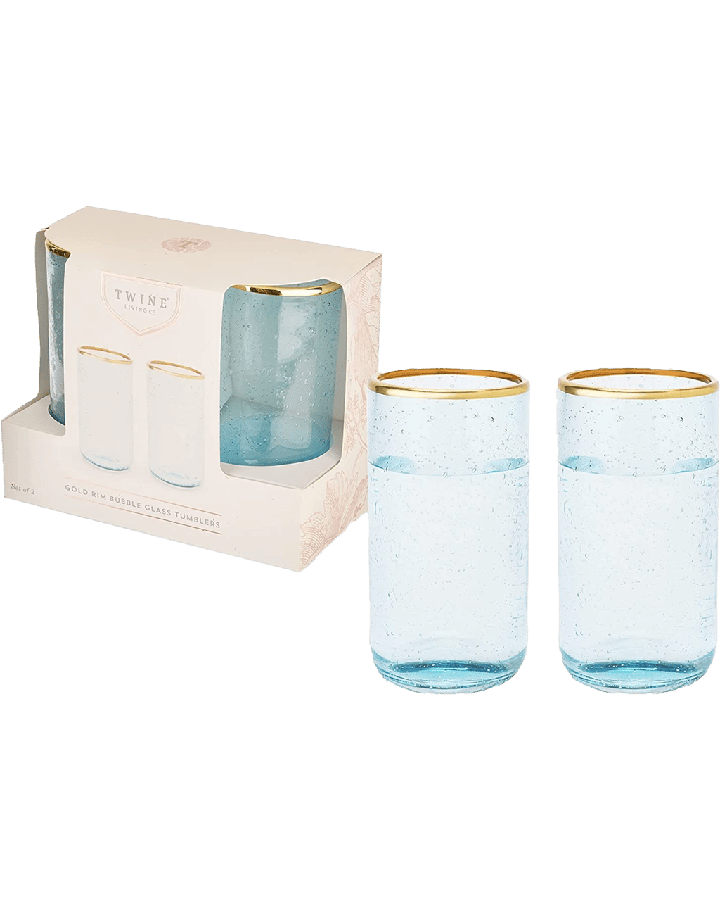 Aqua Bubble Glass Tumbler Set by Twine - The Best Wine Store