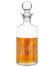  Viski Deco Liquor Decanter  1300mL Whether wine or whiskey, this Art Deco-inspired decanter is the perfect vessel for keeping your liquor of choice. Delicate etching graces the lead-free crystal construction, and a rounded stopper secures the bottle. Lead-free crystal Stopper included Hand wash only