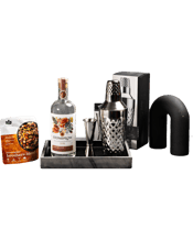 Nala Hampers Gin Lover<br>Silver Beautifully packaged in a luxurious magnetic lid hamper box and finished with an earthy ribbon, ready to gift! This Gift Hamper Includes: Stoneflow Gin Made in South Africa. Viski Admiral™ Stainless Steel Faceted Cocktail Shaker. Viski Professional™ Large Japanese Style "Makoto" Jigger. Brookfarm Brothers Entertainer Nut Blend 75g. Delivery: Purchase an Ithika Gifts + Lifestyle greeting card and add a note to your order at check out and we'll add your note to the gift card and ship this gift dir