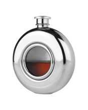  Viski Scope Flask   Don't be left high and dry. Our stainless steel five-ounce alcohol flask incorporates a glass porthole window, letting you keep an eye on your cache. Liquor level below the scope? Time to refill with this alcohol accessories. Glass viewing window. Hand wash only.<br>Material: Stainless steel and glass.