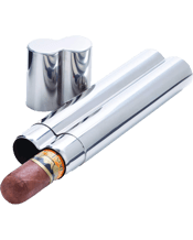  Viski Stainless Steel Cigar<br>Holder   Keep two cigars in a classic 52-gauge stainless steel case to have them close at hand at any opportune moment. Opening the cap releases the rich, leathery aroma of hand-rolled tobacco within. Hand wash only.<br>Material: stainless steel.