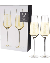 Viski Raye Crystal Champagne<br>Flutes  82 Rooted in centuries of Venetian glassmaking tradition, crystal offers the purest, most elegant drinkware experience available. Its perfect clarity coupled with precise lines and angles define our flawlessly crafted crystal flute and unite our crystal collection as a whole.<br>Material: lead free crystal.