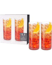  Viski Highball Glasses   Timeless and versatile, these highball glasses are perfect for cocktails that require an unimpeded view, such as a tequila sunrise or classic mojito. A modern, subtly refined highball glass creates a striking presentation that is impossible to match. These essential pieces of glassware let the drink speak for itself. Lead-free crystal. Dishwasher safe.