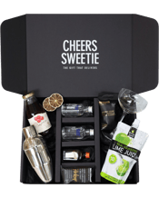 Cheers Sweetie Cosmopolitan<br>Cocktail Kit Gift... 150mL The Cosmopolitan is a classic & classy cocktail, as those who are Sex in the City Fans will know (or anyone old enough to drink in the 90's). This gift box includes ingredients to make TWO Cosmopolitan's plus a Cocktail Shaker, a beautiful Coupe and a couple of snacks. Standard Cosmopolitan Kit Gift Box contents listed below: Recipe card Stainless Steel Cocktail Shaker Coupe Glass 2 x Vodka 50ml 1 x Cointreau 50ml 1 x Cranberry Juice Lime Juice Limes Wheels 2 x Snacks This Cocktail Kit Gift Box