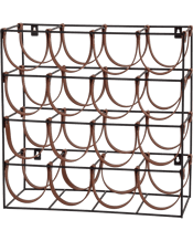  Academy Orwell 16 Bottles<br>Wine Rack... 42.5194 Store your wine bottles in this uniqu ea stylish wine rack.<br />Keep all your favourite drinks organised, accessible and cleverly displayed - perfect for wine cellars, dining rooms and kitchens.<br />Holds up to 16 bottles featuring leather straps to securely carry wine bottles.<br />Can be wall mounted or placed in a pantry or closet.<br />Made from iron and leather.<br />To prolong the life of your item it is recommened to reguarly wipe clean with a dry cloth.<br />Colour: Black/Brown<br />Si