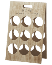  Emporium 48cm Dee 9<br>...  Whining about how to store all those wine bottles? Here's a solution that will enable you to save space in style! Keep your benchtop clear and your favourite drinks easily at hand with this wine rack.<br />Conveniently holds up to 9 bottles of at a time and is collapsible for easy flat storage.<br />Features a witty phrase that winelovers will appreciate.<br />Colour: Natural<br />Size: 30x48cm