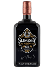  Slingsby Navy Strength Gin  700mL Award-Winning Navy Strength Gin One glimpse of the sleek, black bottle indicates that this is something very special. This Navy Strength Gin uses the same botanical mix as our classic London Dry Gin including Primrose, sweet cicely, nettle, rhubarb, milk thistle, rosehip and Taylors of Harrogate green and jasmine tea, however is stronger and richer with an ABV of 57%. This creates a great body and intensity whilst still retaining our classically smooth finish. This gin continues the tradition of