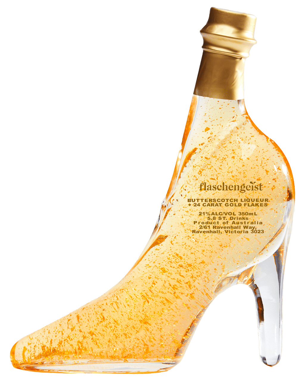 Buy Flaschengeist Shoe Bottle Butterscotch Liqueur With 24 Carat Gold  Flakes 350ml Online (Lowest Price Guarantee): Best Deals + Same-day  Delivery* from Dan Murphy's