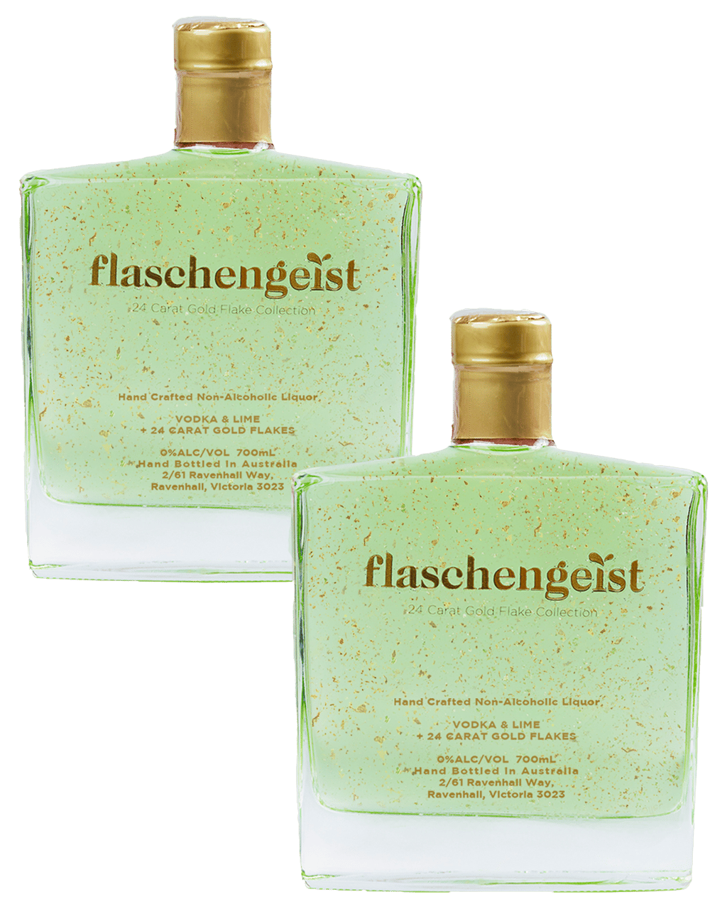 Flaschengeist Non Alcoholic Vodka Lime With 24 Carat Gold Flakes