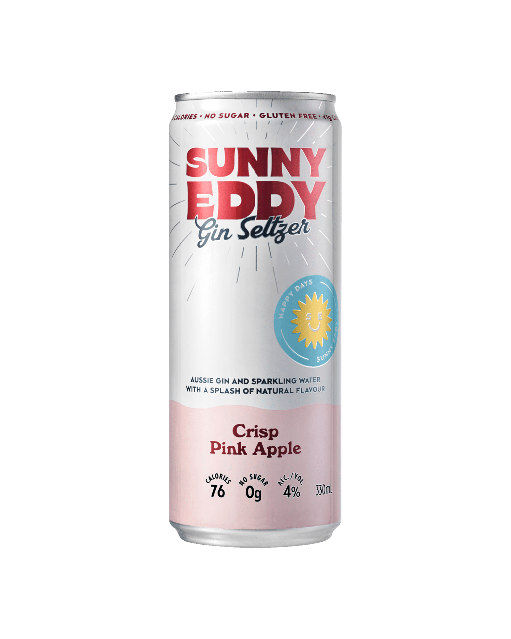 Sunny Eddy Gin Seltzer Crisp Pink Apple Boozy