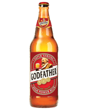  Godfather Strong  650ml  650mL Godfather Strong Beer has a smooth, full bodied flavour with a stable head and good mouth fullness. At less than 8% alcohol, Godfather Premium Beer packs a punch for a true beer lover!