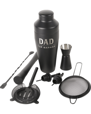 Personalised Favours Gift Boxed 8 Piece Matte Black Cocktail Set - 'dad -  Top Barman' (Unbeatable Prices): Buy Online @Best Deals with Delivery - Dan  Murphy's