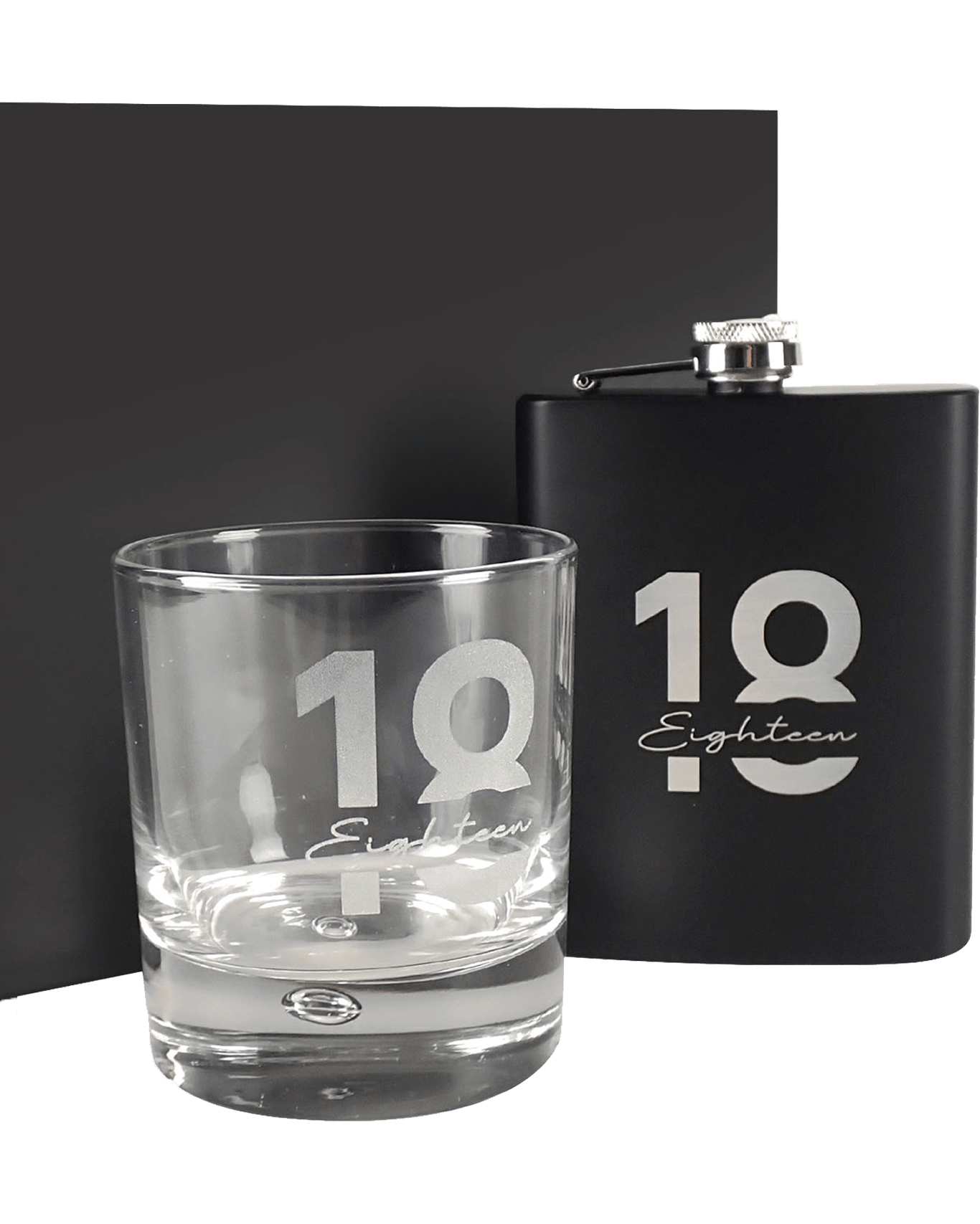 Buy Personalised Favours Black Hip Flask And Scotch Glass T Box Set