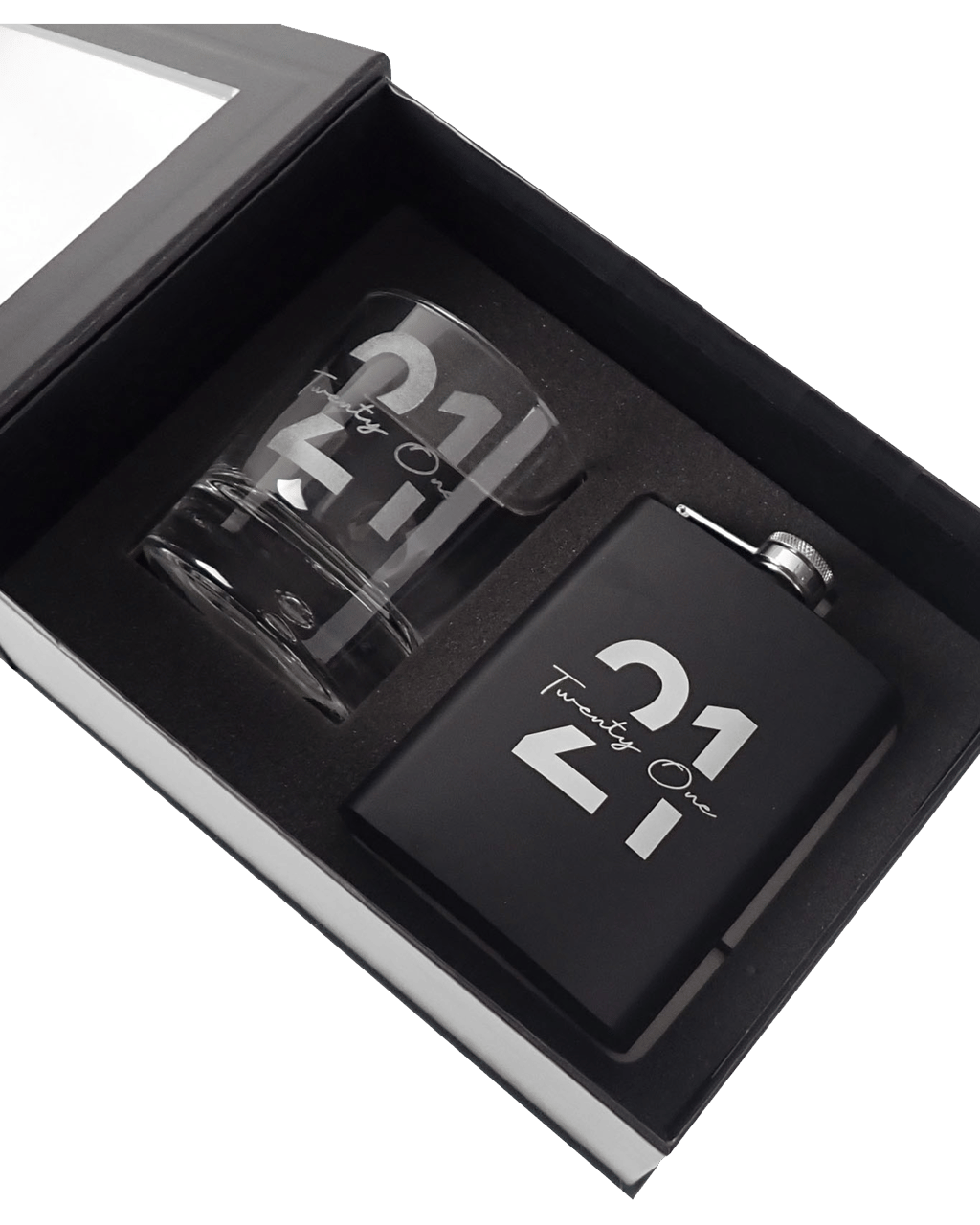 Buy Personalised Favours Black Hip Flask And Scotch Glass T Box Set