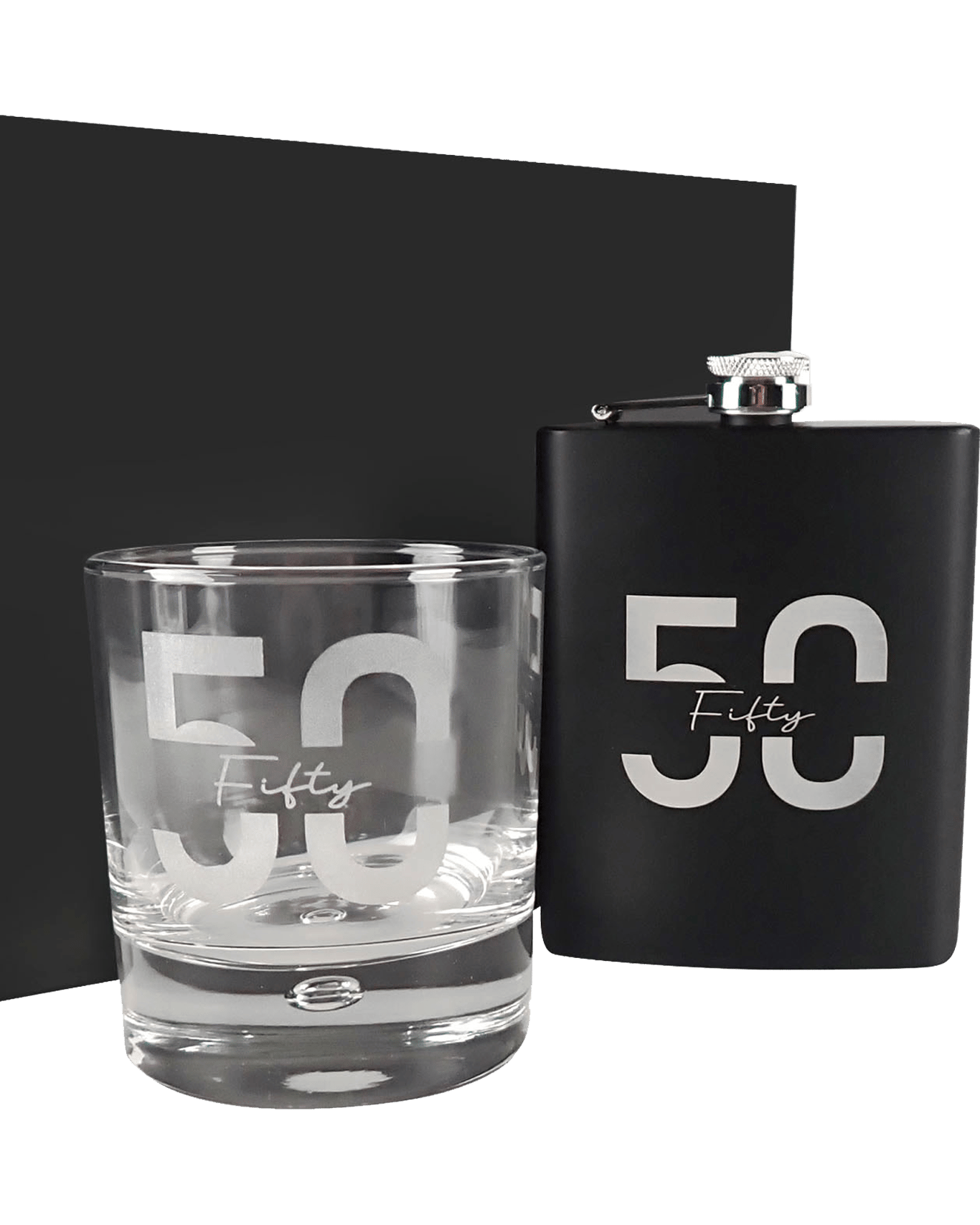 Buy Personalised Favours Black Hip Flask And Scotch Glass T Box Set