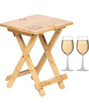 Mother's Day Engraved Bamboo Picnic Table & Wine Glasses