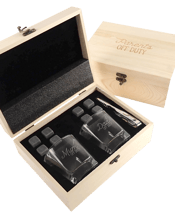 Personalised Favours Wooden<br>Gift Box Twin... 295mL Each sets includes a wooden engraved presentation gift box, 2 x 295ml scotch glasses, 8 cooling stones, tongs and a plush velvet bags to house them. Each wooden box has been carefully laser engraved with the text 'Parents Off Duty' and the glasses are engraved 'Mum off duty' and Dad off Duty. Set Includes :- 1 x Wooden Gift Box (20.5w x 18.5d x 9.5h cm). 2 x Scotch Glasses (Holds 295mL). 8 x Whiskey Stones. 1 x Tongs. 1 x Velvet Stone Bag.