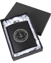  Personalised Favours Matte<br>Black 7oz Stainless...  This is a classy and functional gift that suits adults of all ages. The 7oz food grade stainless steel hipflask features a slick, black finish and is ideal for Birthdays, Father’s Day or Christmas.<br>The hipflask has been carefully laser engraved with the text 'Time to Drink, Whiskey Time’, and includes a satin lined gift box.<br>Measurements: -<br>Hip Flask - (9w x 12.5h cm).