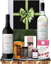  Hamper World De Bortoli Big<br>Rivers Gift Hamper... 750ML This gourmet hamper contains:<br>DeBortoli Big Rivers Shiraz &amp; Semillon Sauvignon Blanc 750ml each<br>Olina’s Bakehouse Date and Apricot Crackers 100g<br>So Moorish Raspberry Dusted Dark Chocolate Almonds 150g<br>Chocolatier Pure Indulgence Chocolates 40g.<br>Beerenberg Fig and Pomegranate Jam 190g<br>Charlie’s Fine Food &amp; Co Melting Moments 100g<br>All Packaged inside a Gift Box and finished with a decorative sleeve.