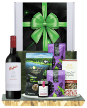  Hamper World Penfolds Max's<br>Cabernet Sauvignon... 750ML This Gourmet Hamper contains 1 bottles of alcohol and 5 food products and is packaged in a Medium White Gift Box which is Finished with a Seasonal Event Sleeve.<br>Penfolds Max's Cabernet Sauvignon 750mL<br>The Original Australian Macadamia Dry Roasted Macadamia 225g<br>Beerenberg Fig and Pomegranate Jam For Cheeses 190g<br>For the Love of Cheese Artisan Fruit and Seed Crispbread 170g<br>Mount Zero Marinated Olives 80g<br>Mount Zero Marinated Olives 80g