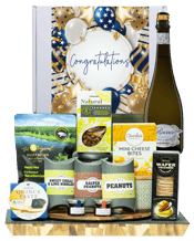  Hamper World De Bortoli<br>Rococo Premium... 750ML This Gourmet Hamper contains 1 bottles of alcohol and 10 food products and is packaged in a Medium White Gift Box which is Finished with a Seasonal Event Sleeve.<br />De Bortoli Rococo Premium Cuvee 750mL<br />The Original Australian Macadamia Vanilla Macadamia Nuts 225g<br />Morish Treats Sweet Chili and Lime Mix 40g<br />The Old Emu Quince Paste 150g<br />OB Finest Cracked Pepper Wafers 100g<br />Charlies Three Cheese Bites 60g<br />Morish Treats Milk Chocolate Peanuts 75g<br />Morish Treats A