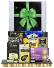 Hamper World Gourmet Food<br>Hamper   This Gourmet Hamper contains 8 gourmet food products and is packaged in a Medium White Gift Box which is Finished with a Seasonal Event Sleeve.<br>Beerenberg Mini Jam 30g<br>Beerenberg Mini Jam 30g<br>Davies Chocolate Mints 100g<br>Taronga Natural Almonds 100g<br>House of Biskota Gluten Free Passionfruit Biscuits 200g<br>Piranha Potato Grills 75g<br>Yarra Valley Tea Co Green Tea &amp; Lemon Myrtle 7.5g<br>Menz Milk Chocolate Honeycomb 150g.