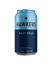  Hawkers Beer Hazy Pale 375ml<br> 375ML Generously dry-hopped, deliciously hazy, and stunningly approachable. Massive juice characters abound from American and New Zealand hops, delivering the best of both worlds between New England style and sessionability.