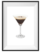  Dg Designs Espresso Martini<br>A3 Black Frame   A three bean, Melbourne classic<br>Information for Framed:<br>A3 sizes and above are professionally framed with perspex, 5cm of white mount and your choice of a black or white frame.