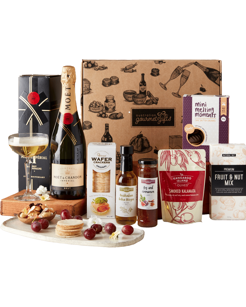 Buy Australian Gourmet Gifts Moet Champagne Gourmet Hamper Online (Low ...