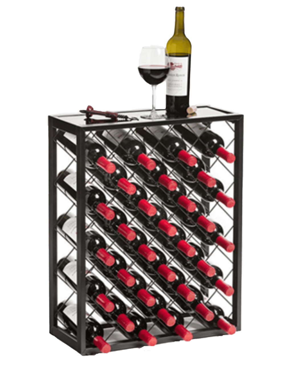 Buy Home Bars 32 Bottle Glass Top Metal Floor Standing Wine Rack Online ...