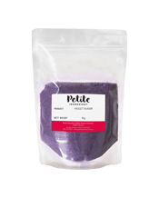  Petite Ingredient Violet<br>Sugar  1KG Crystallised flowers and sugars are ideal for year-round culinary creations. An intensely flavoured ingredient for cakes, desserts and drinks; the sweet flavour of pure rose with a sugary crunch.<br>Store in a cool, dry place out of direct sunlight.