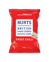  Burts Chips Sweet Chilli<br>150g  150G A bagful of Asian flavour made with sweet Devon chillies blended with tangy lemongrass and a spicy zing of ginger.