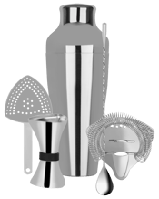  Zanzi Cocktail Set W/2pc<br>Shaker S/s 5pc  500ML Mix, pour, strain and enjoy. Zanzi Cocktail Sets are ideal for crafting the perfect cocktail every time. Made from premium stainless steel, these sets provide the tools for the top-shelf mixologist to the at-home cocktail connoisseur.<br>Set contains:<br>1 x 30,45ml Pro-jigger<br>1 x Teardrop Bar Spoon<br>1 x Pro-Strain Cocktail Strainer<br>1 x Tri-Julep Strainer<br>1 x 500ml Parisian Cocktail Shaker 2pc<br><br />Gift Boxed.