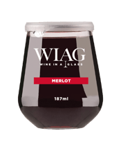  Wiag Wine In A Glass Merlot<br>187ml  187ML I am your single serve, portion controlled, Australian fine wine.<br>Although I feel like glass, I am a non-glass,100% food grade PET, fully reusable product. I have a tamper evident foil seal and a replaceable lid. The perfect solution for anywhere glass is prohibited. No more wastage. We are 100% Australian owned and grown. We come in a variety of wines.We are WIAG (Wine In A Glass).<br>Our Merlot has a smooth sensation on the front palate and generous plummy flavour with just a touch of oak a