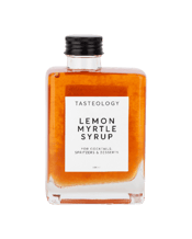  Tasteology Lemon Myrtle<br>Syrup 300ml  300ML This fresh Lemon Myrtle Syrup is perfect in cocktails, baking and desserts. It is made with native Australian Lemon Myrtle, harvested in NSW.<br>It comes in a high quality glass bottle with a screw on cap. Stylish enough for your kitchen benchtop.<br>300ml-Made in Australia.<br>Ingredients: Sugar, Lemon Myrtle <1%, Water.<br>Store: Away from sunlight. Refrigerate after opening.<br>May contain: Traces of Nuts, Egg, Soy, Dairy, Anchovy and Sesame.