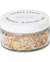  Tasteology Citrus Fruits<br>Cocktail Rimming Salt   Take your cocktails to the next level with Tasteology Citrus Fruits Rimming Salt.<br>Featuring salt, lemon granules and dried calendula petals our rimming salt will enhance the taste and look of your cocktails. Perfect for any cocktail that craves a zesty salty finish!<br>To use: Gently run a citrus wedge or syrup along the outer edge of your cocktail glass, pour rimming salt into a shallow plate and dip the edge of the glass. Pour your cocktail, serve and enjoy!<br>140g<br>Made in Australia.<br