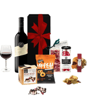  Purely Gourmet Pepperjack<br>Shiraz &... 750mL For all those premium red wine lovers, Pepperjack is a brand that can't go wrong. Accompanied by some of Australia's best gourmet sweets, this will keep the recipient absolutely satisfied! Hamper Includes: Pepperjack Shiraz&nbsp;750ml Get Farmed&nbsp;&nbsp;&nbsp;Chickpea Puffs 80g Bramble & Hedge Nougat 150g Whisk & Pin&nbsp;Rocky Road 150g&nbsp; Whisk & Pin&nbsp;Fruit Salad&nbsp;50g Random Harvest Traditional Raspberry Drops 170g Comes in well presented&nbsp;black magnetic box with a&nbsp;red bow.&nbsp; Free Delivery Included! WARNING Under the Liq