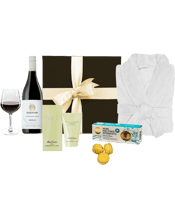  Purely Gourmet Luxury<br>Bathrobe & Red... 750mL Looking for that&nbsp;luxurious gift that'll make&nbsp;that someone&nbsp;go WOW!? Look no further, as we can assure you that you have landed on the right page. The "Luxury Red Wine Hamper" will make&nbsp;them feel nourished on&nbsp;their&nbsp;special day! Hamper Includes: Bambury Microplush Bath Robe Length: 122cm Alkoomi Franklin River Shiraz 750ml Charlies Cookies Melting Moments 50gms Peppermint Grove Hand Cream 75ml Comes in well presented black box with a cream bow.&nbsp; Warning Under the Liquor Control Reform Act 1998 is a