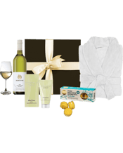  Purely Gourmet Luxury<br>Bathrobe & White... 750mL Looking for that&nbsp;luxurious gift that'll make&nbsp;that someone&nbsp;go WOW!? Look no further, as we can assure you that you have landed on the right page. The "Luxury&nbsp;White Wine Hamper" will make&nbsp;them feel nourished on&nbsp;their special day! Hamper Includes: Alkoomi Franklin River Sav Blanc 750ml Charlies Cookies Melting Moments 50gms Bambury Microplush Bath Robe Length: 122cm Peppermint Grove Hand Cream 75m Comes in well presented black box with a cream bow.&nbsp; WARNING Under the Liquor Control Reform Act 1998